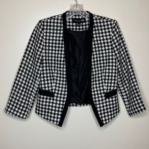 FOREVER 21 Blazer Black & White Tweed Open Front Professional Corporate Small